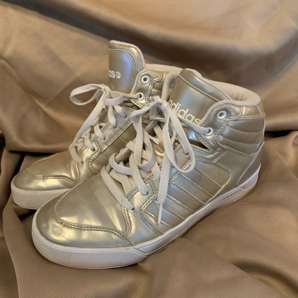 Size 8 1/2 Gold tone Adidas High Tops